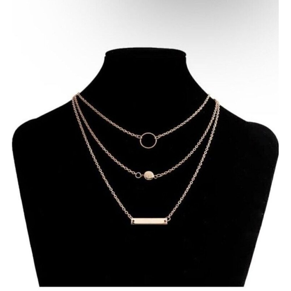 Multilayer Pendants Round Circle Ball Chains Necklaces for Women Gold